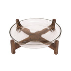 Glass bowl with wooden stand