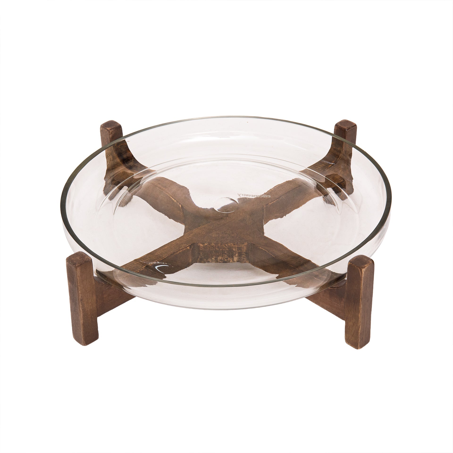 Glass bowl with wooden stand