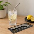 Steel straw 4pc set -Silver ( cleaning brush included)