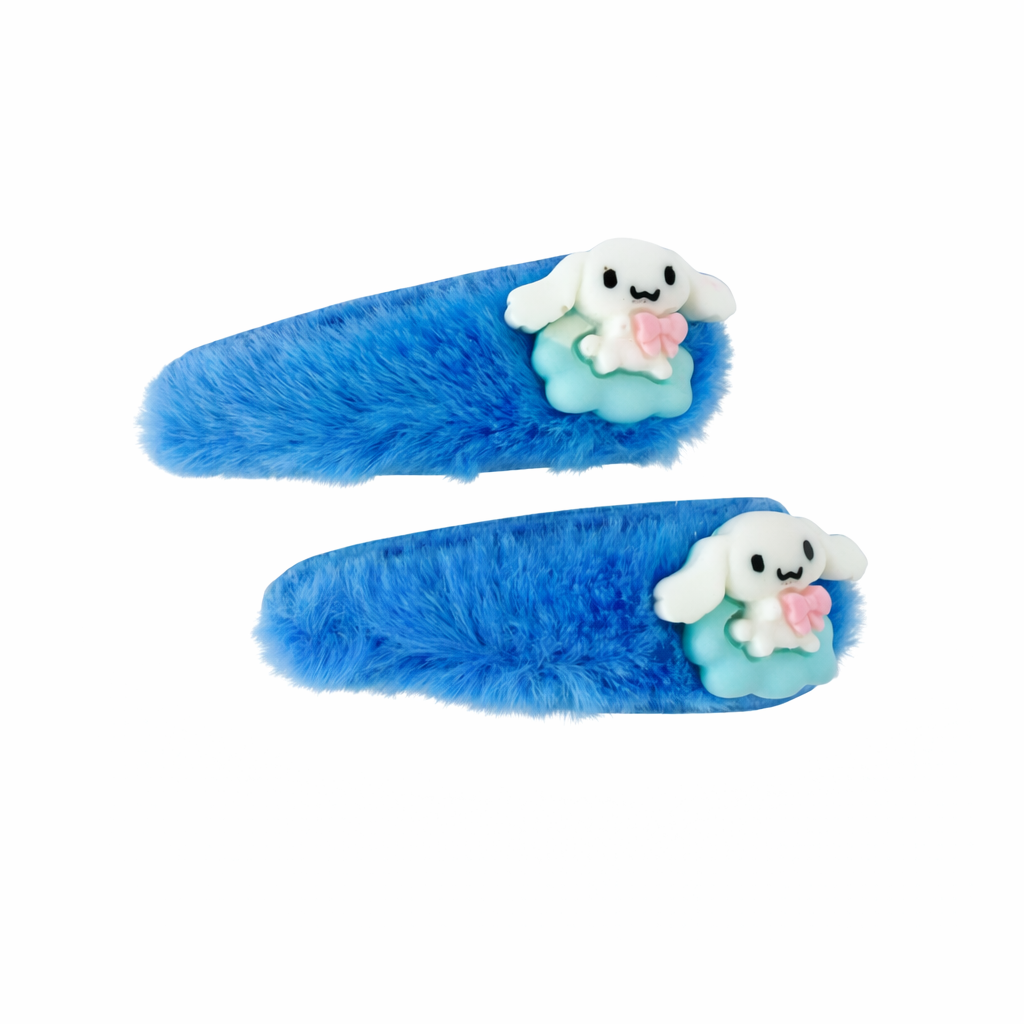 Soft Fur Bunny Hair Snap Set