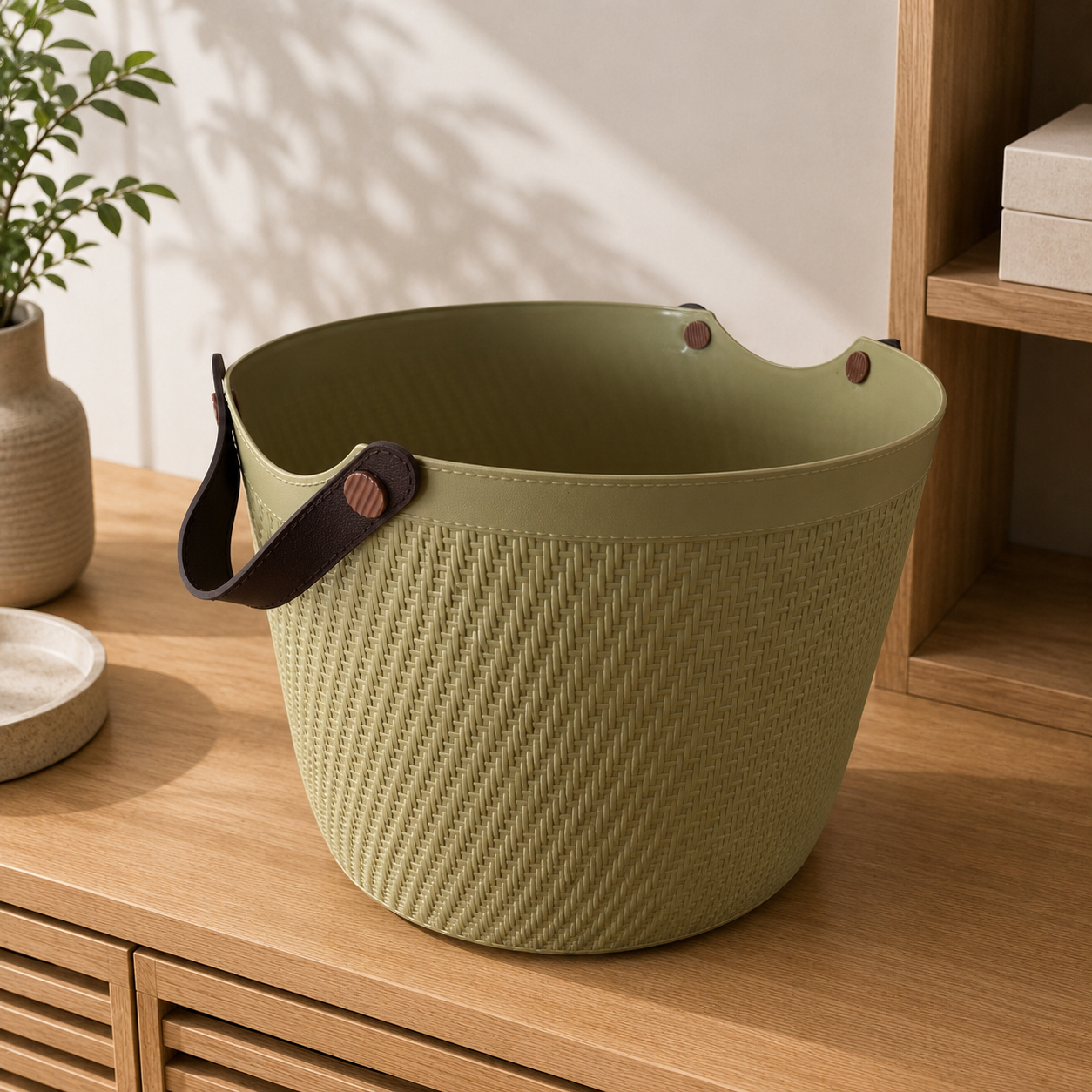 Textured Storage basket with handle