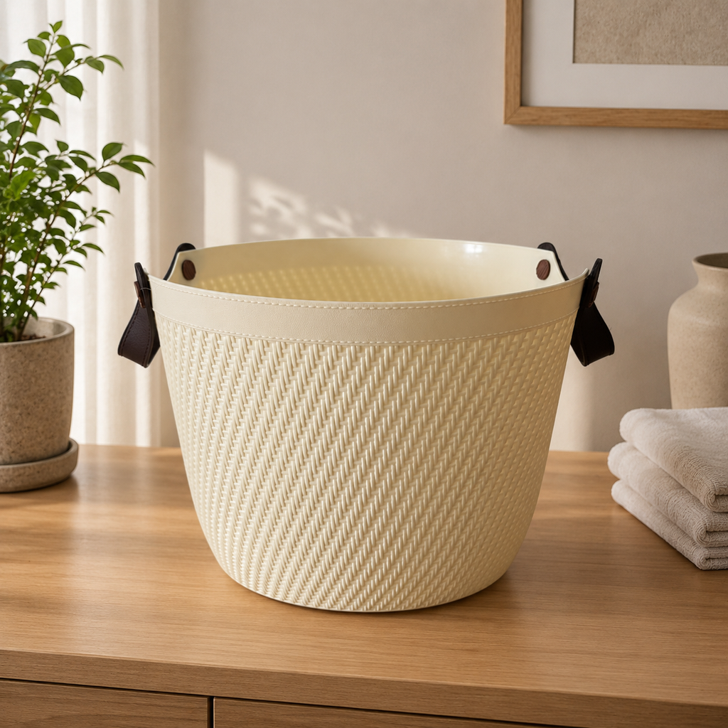 Textured Storage basket with handle