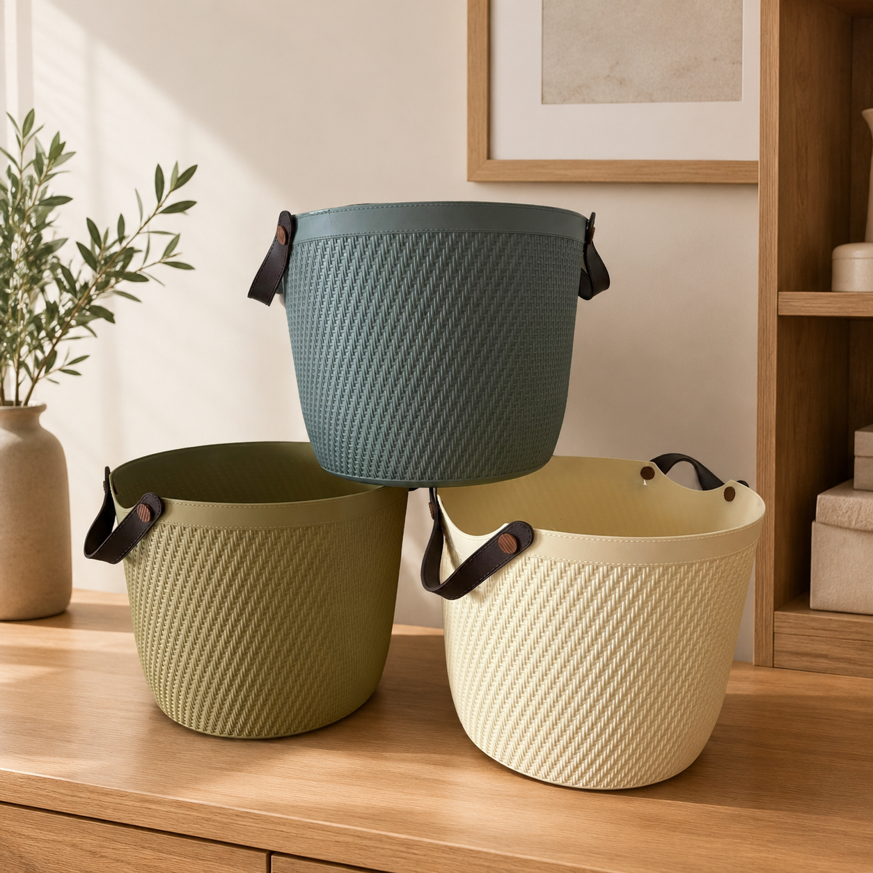 Textured Storage basket with handle