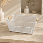 Wooden Handle Mesh Basket - Big