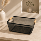Wooden Handle Mesh Basket - Medium
