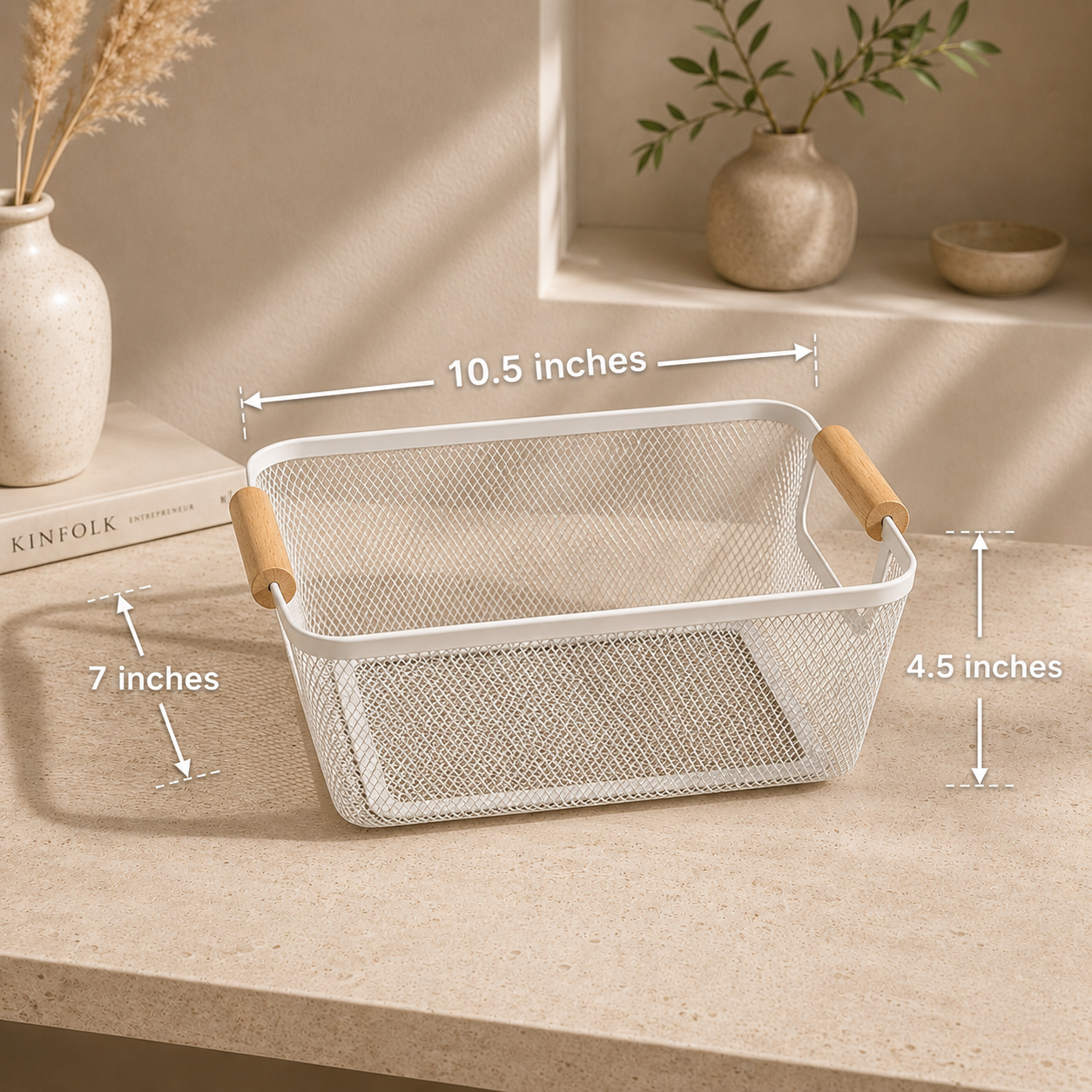 Wooden Handle Mesh Basket (3 Pieces Combo)