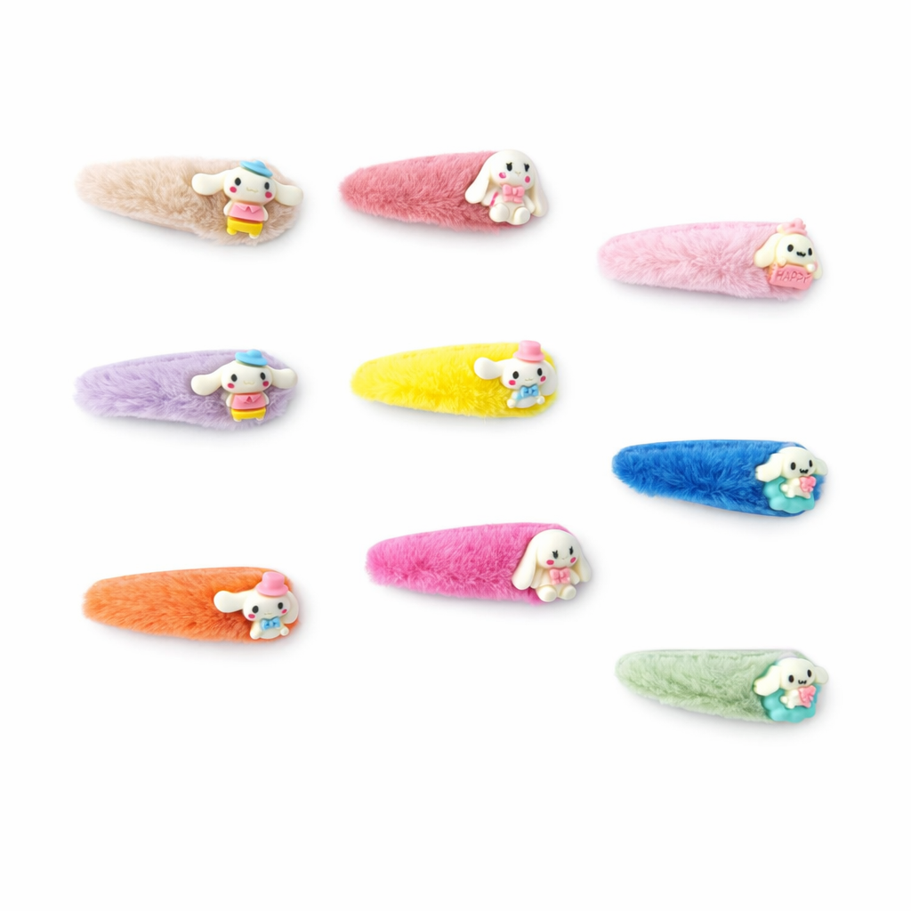 Soft Fur Bunny Hair Snap Set