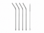 Steel straw 4pc set -Silver ( cleaning brush included)