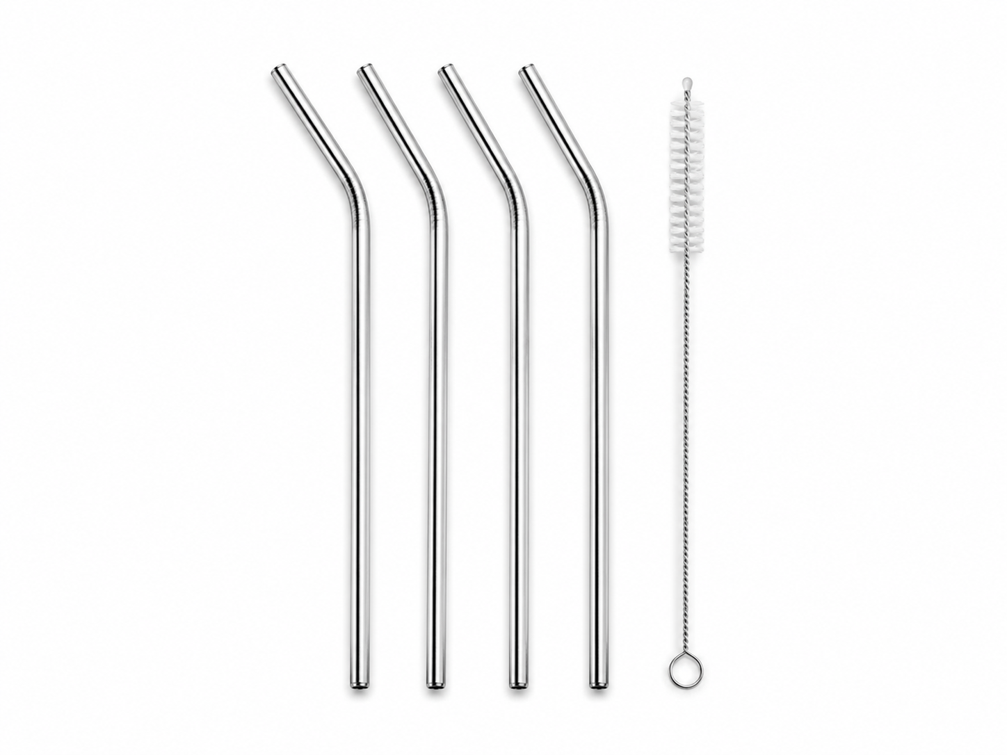 Steel straw 4pc set -Silver ( cleaning brush included)