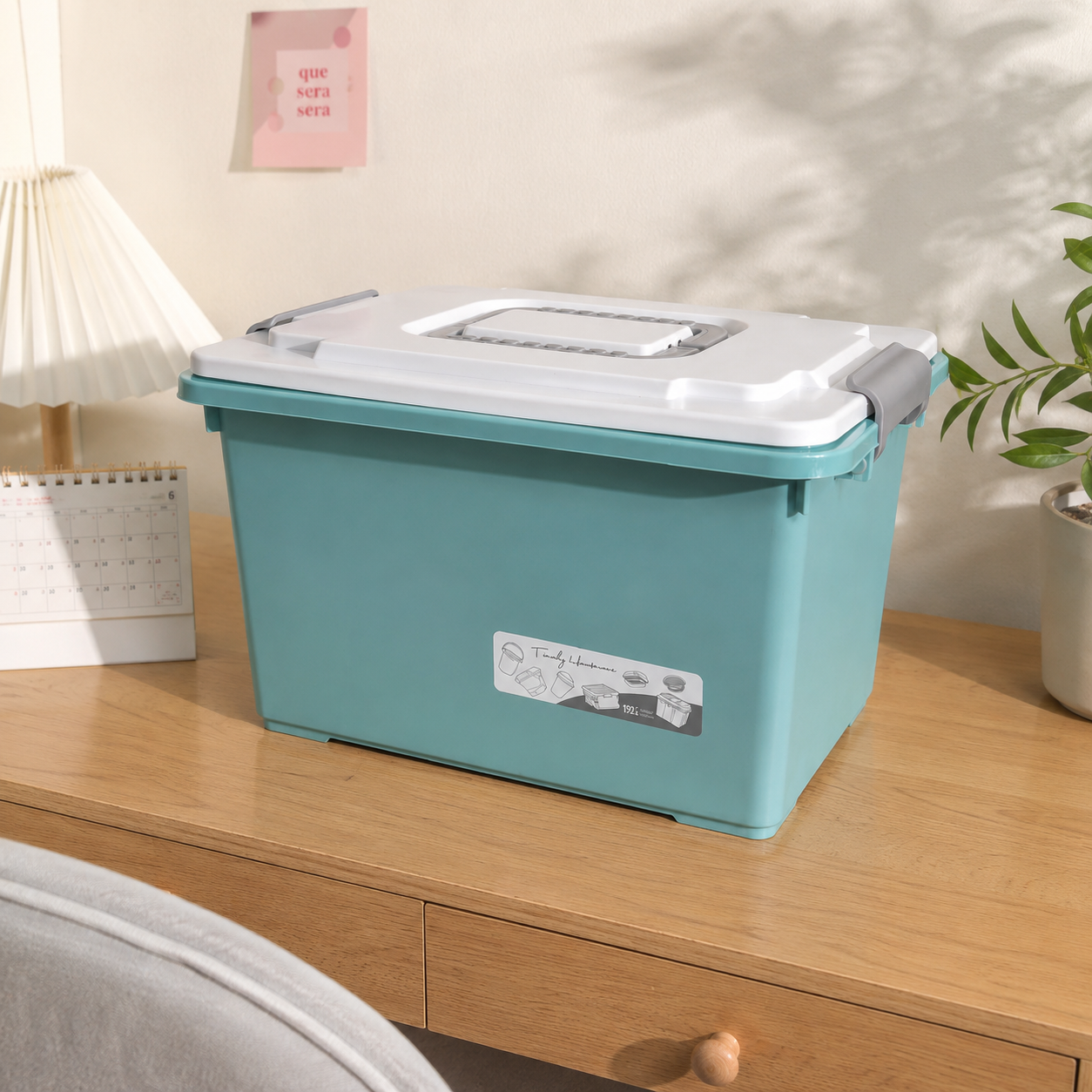 Storage bin with locking lid