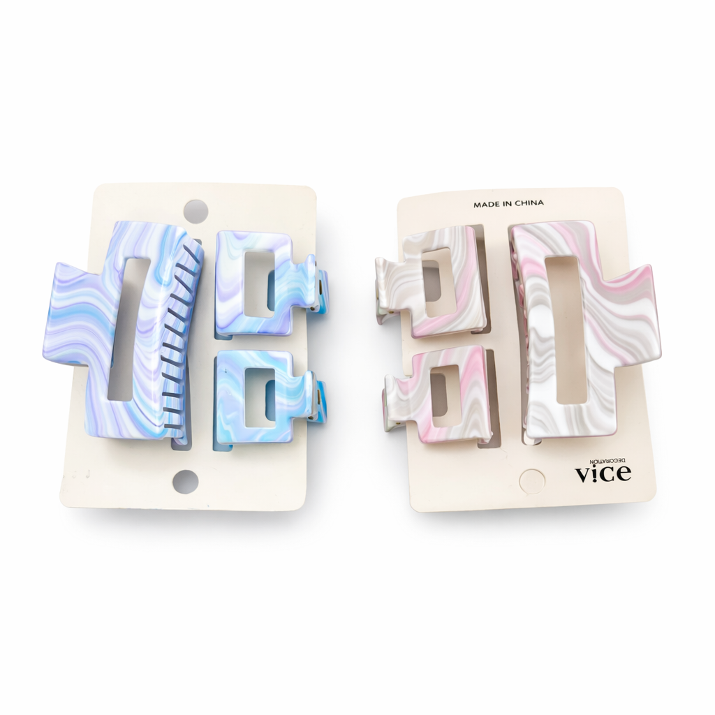 Marble 3 Pcs Combo Trendy Hair Claw