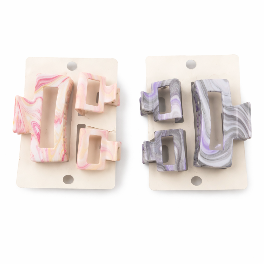 Marble 3 Pcs Combo Trendy Hair Claw