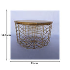 Metal wire Basket with Wooden lid