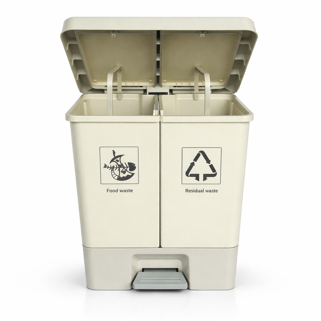 Dual compartment kitchen Dustbin with Lid