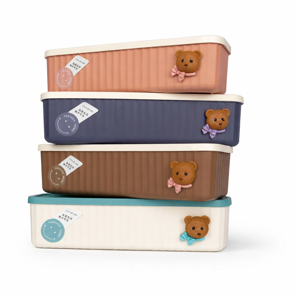Cute Teddy Organiser with Compartments & Lid