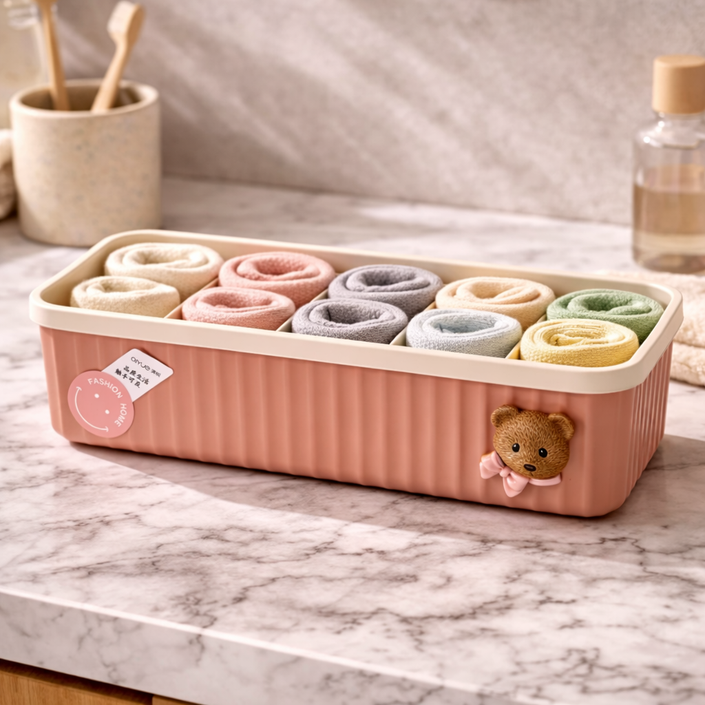 Cute Teddy Organiser with Compartments & Lid