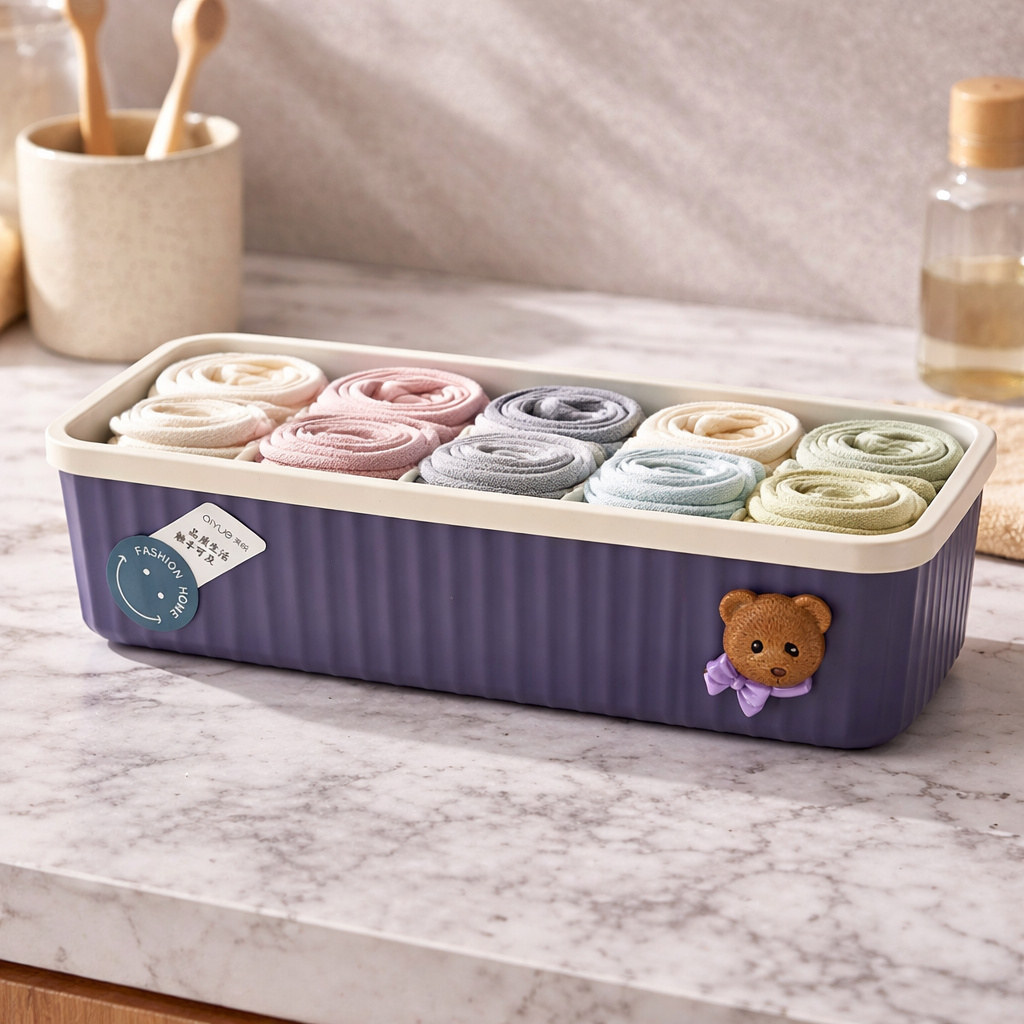 Cute Teddy Organiser with Compartments & Lid