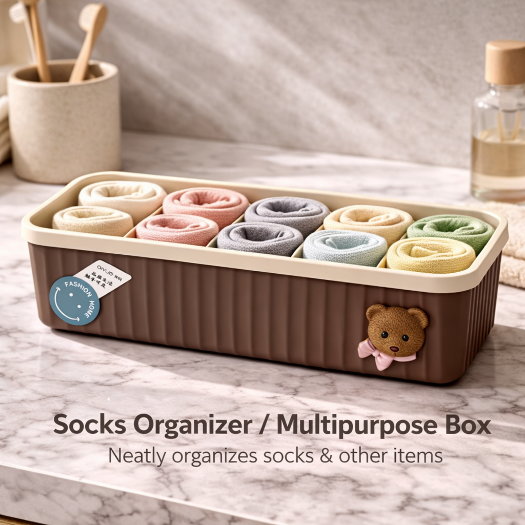 Cute Teddy Organiser with Compartments & Lid