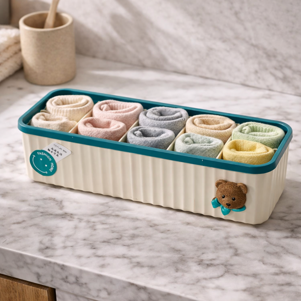 Cute Teddy Organiser with Compartments & Lid