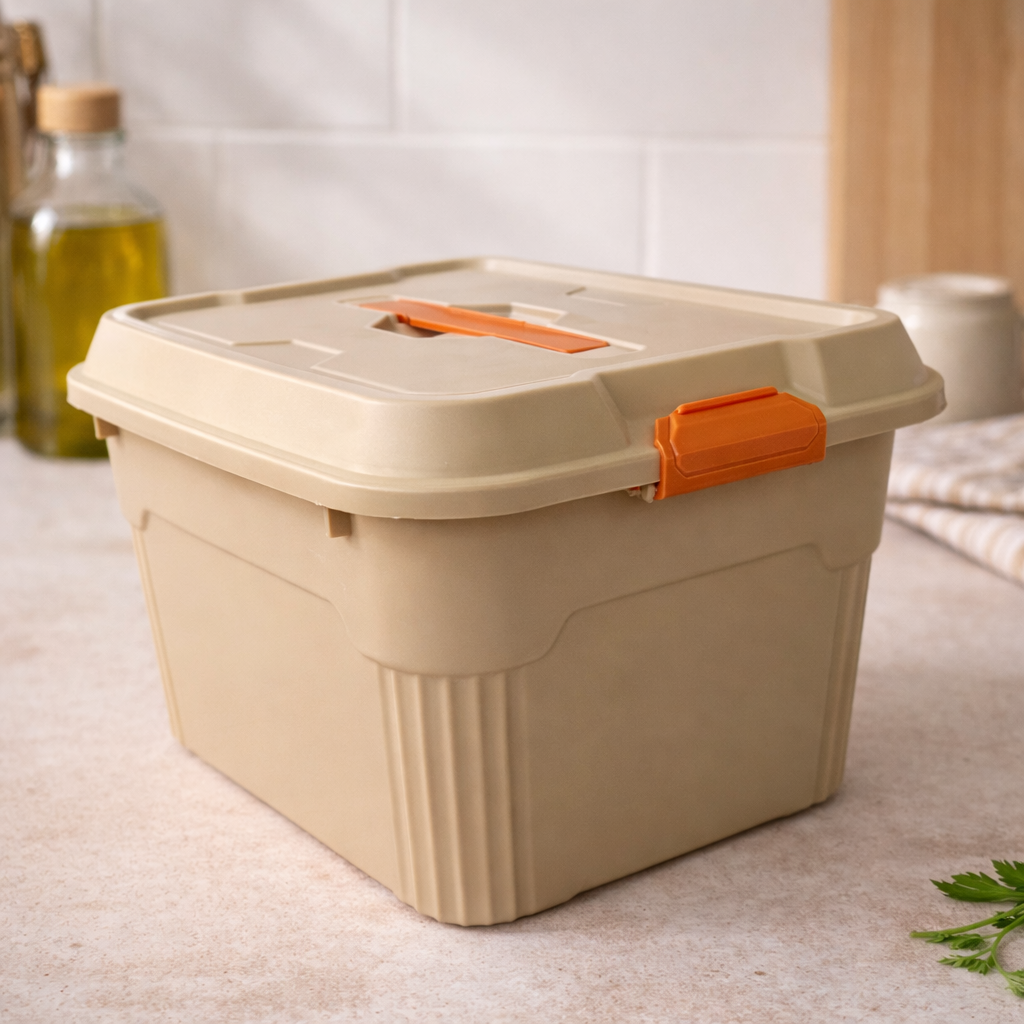 Heavy-Duty Plastic Storage Box with Lid & Side Locks