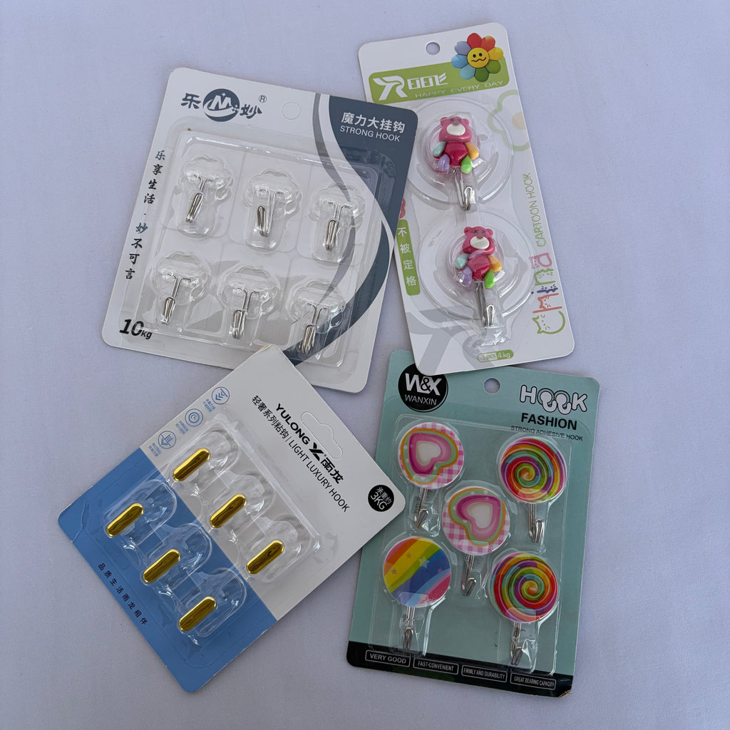 Gold Self Adhesice Wall Hooks Set (3Kg Load)