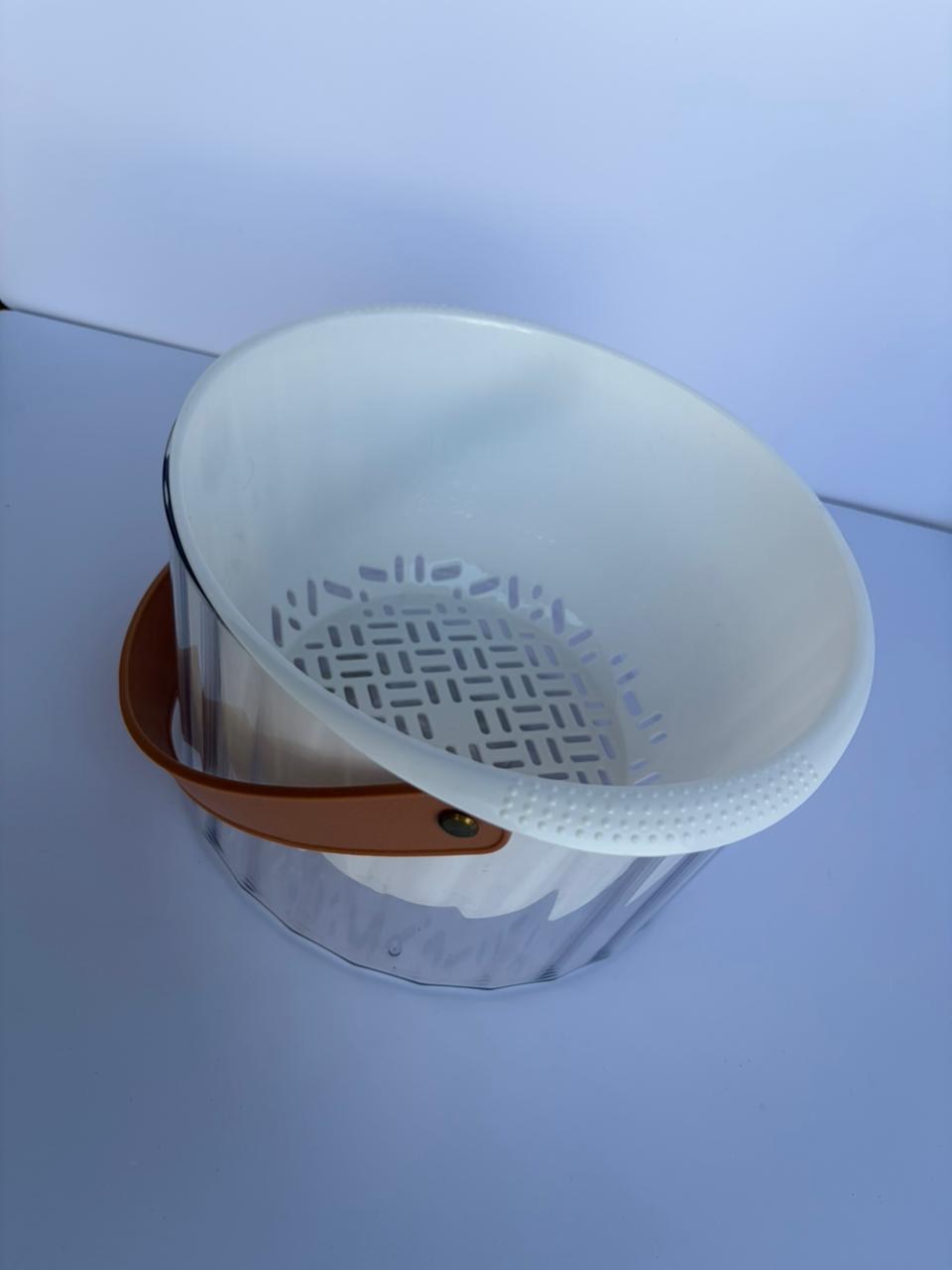Transparent Acrylic Kitchen Strainer Basket with Inner Drain Tray | Multi-Use (Assorted)