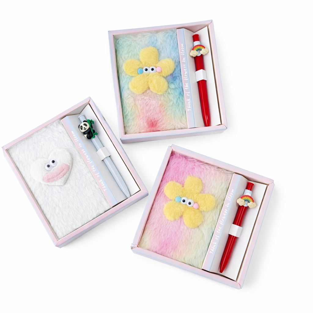 Soft Fur A6 Diary With Pen