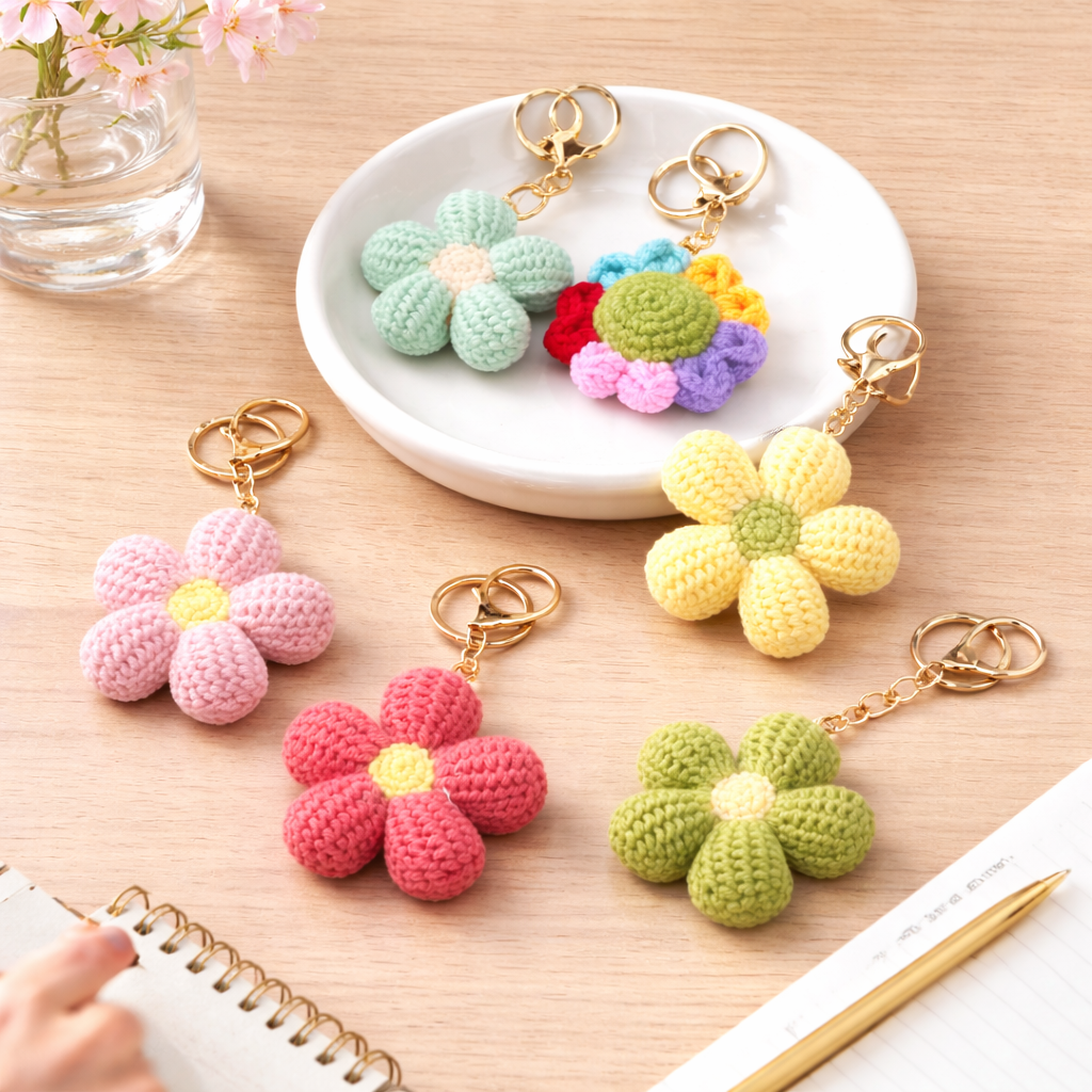 Crochet Flower KeyChain
