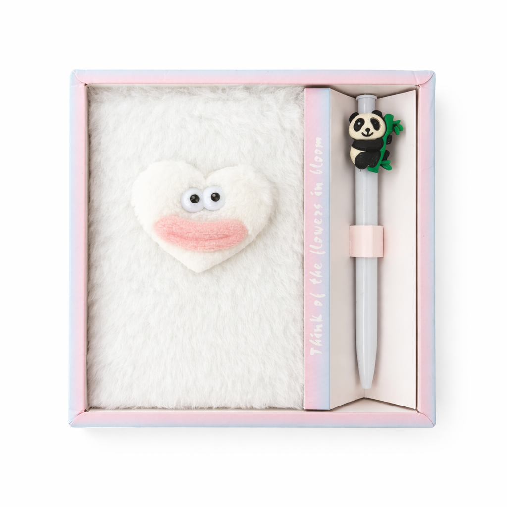 Soft Fur A6 Diary With Pen