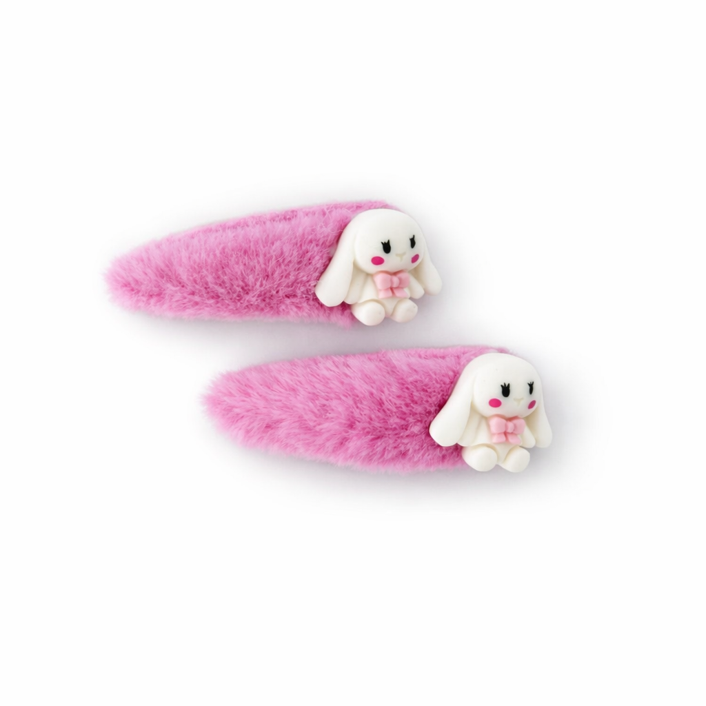 Soft Fur Bunny Hair Snap Set
