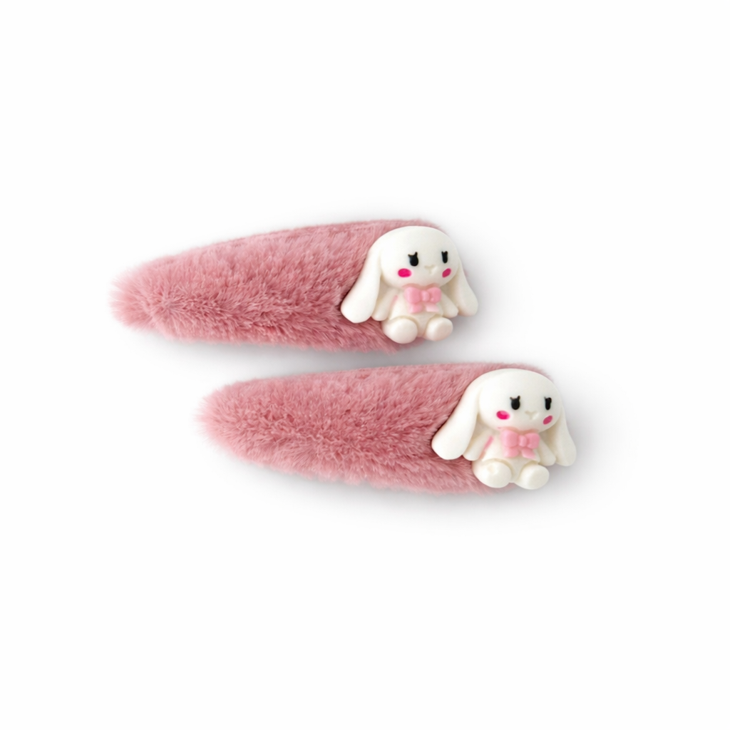 Soft Fur Bunny Hair Snap Set