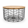 Metal wire Basket with Wooden lid