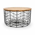 Metal wire Basket with Wooden lid