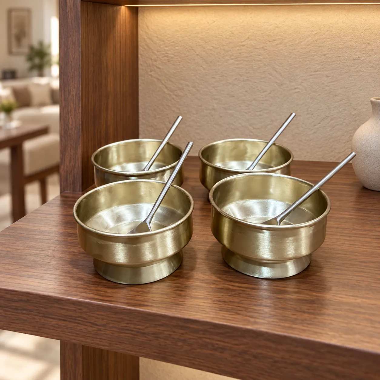 Brass Dessert bowl with spoon 2