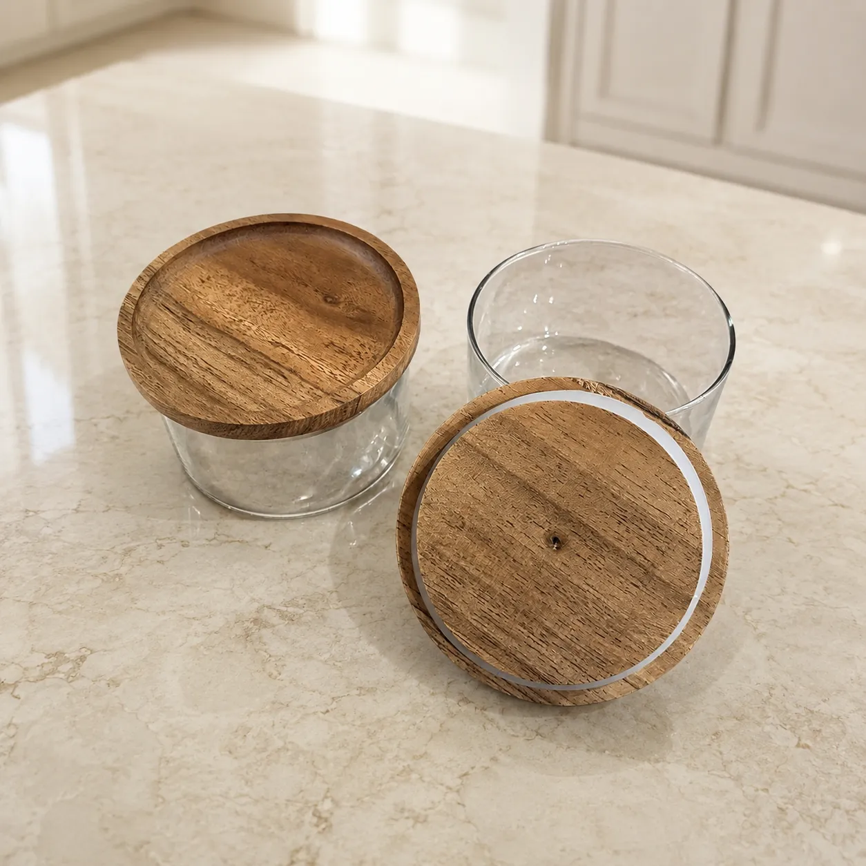 Stackable Glass Jar Set of 2 ( with Airtight lid) 3