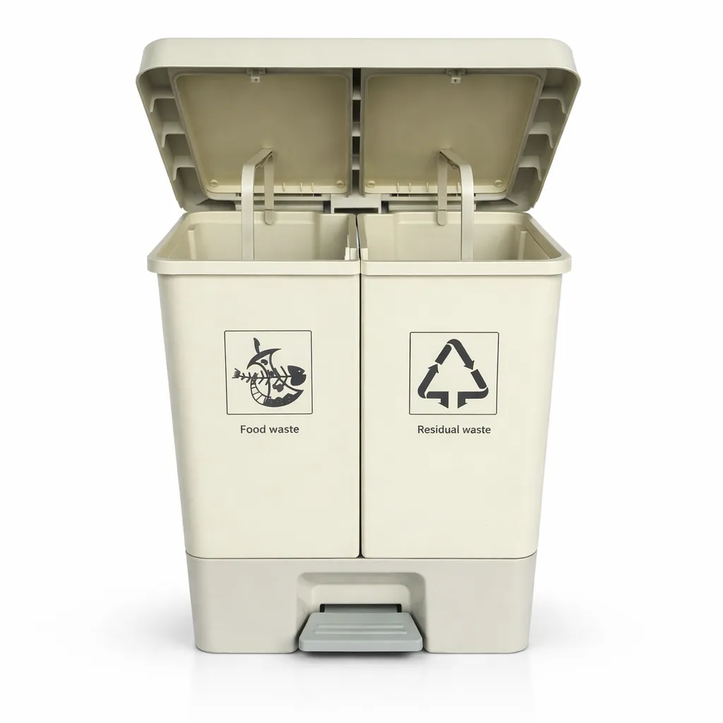 Dual compartment kitchen Dustbin with Lid 2
