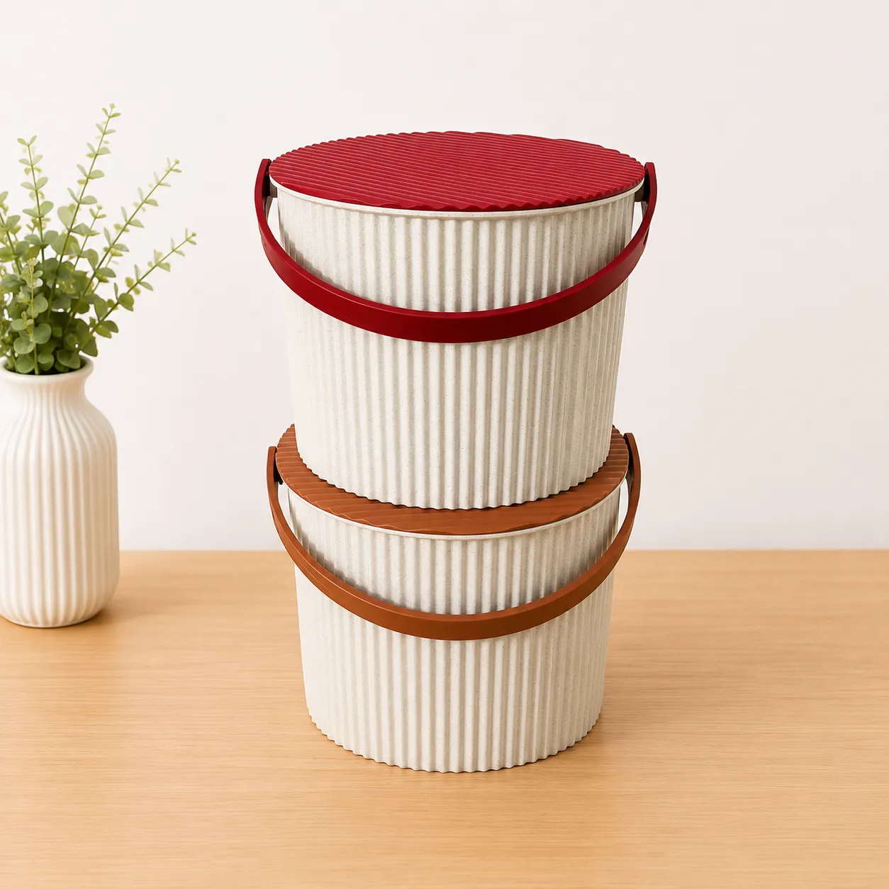 Stylish Storage Bucket with Lid and Handle 2
