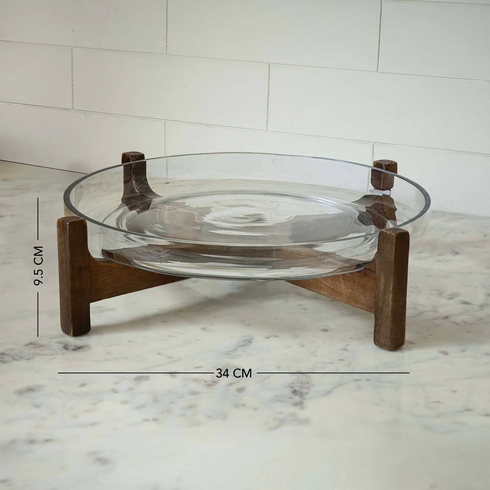Glass bowl with wooden stand 3